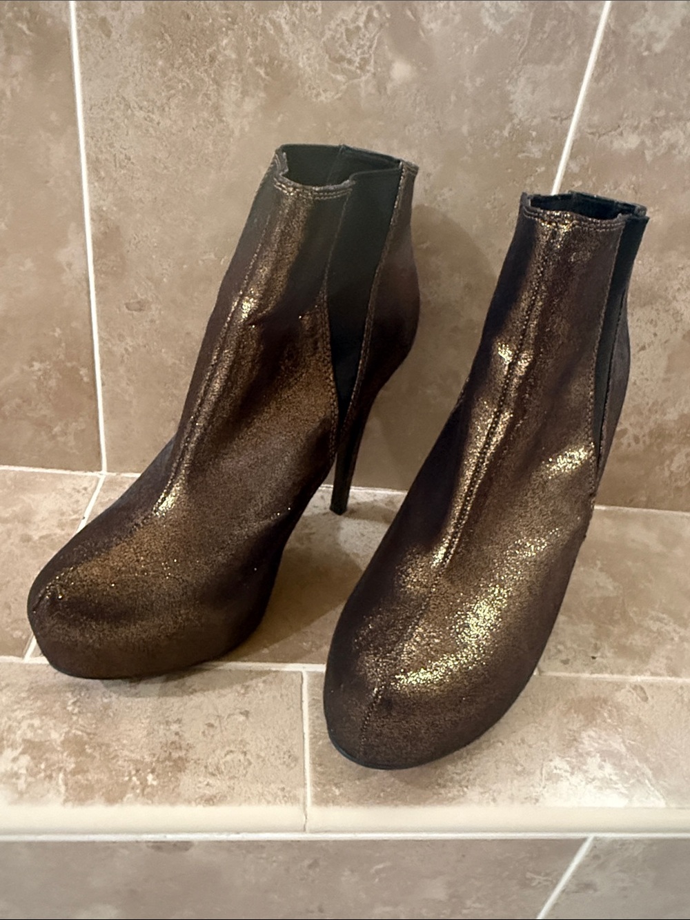 Rock Revival Metallic Bronze Platform Ankle Boots
